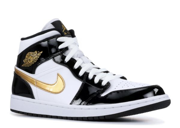 RÉPLICA AIR JORDAN 1 MID PATENT 'BLACK GOLD' - Imagen 3