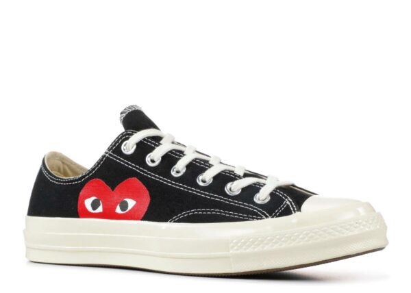RÉPLICA CONVERSE COMME DES GARÇONS PLAY X CHUCK 70 LOW 'BLACK WHITE' - Imagen 2