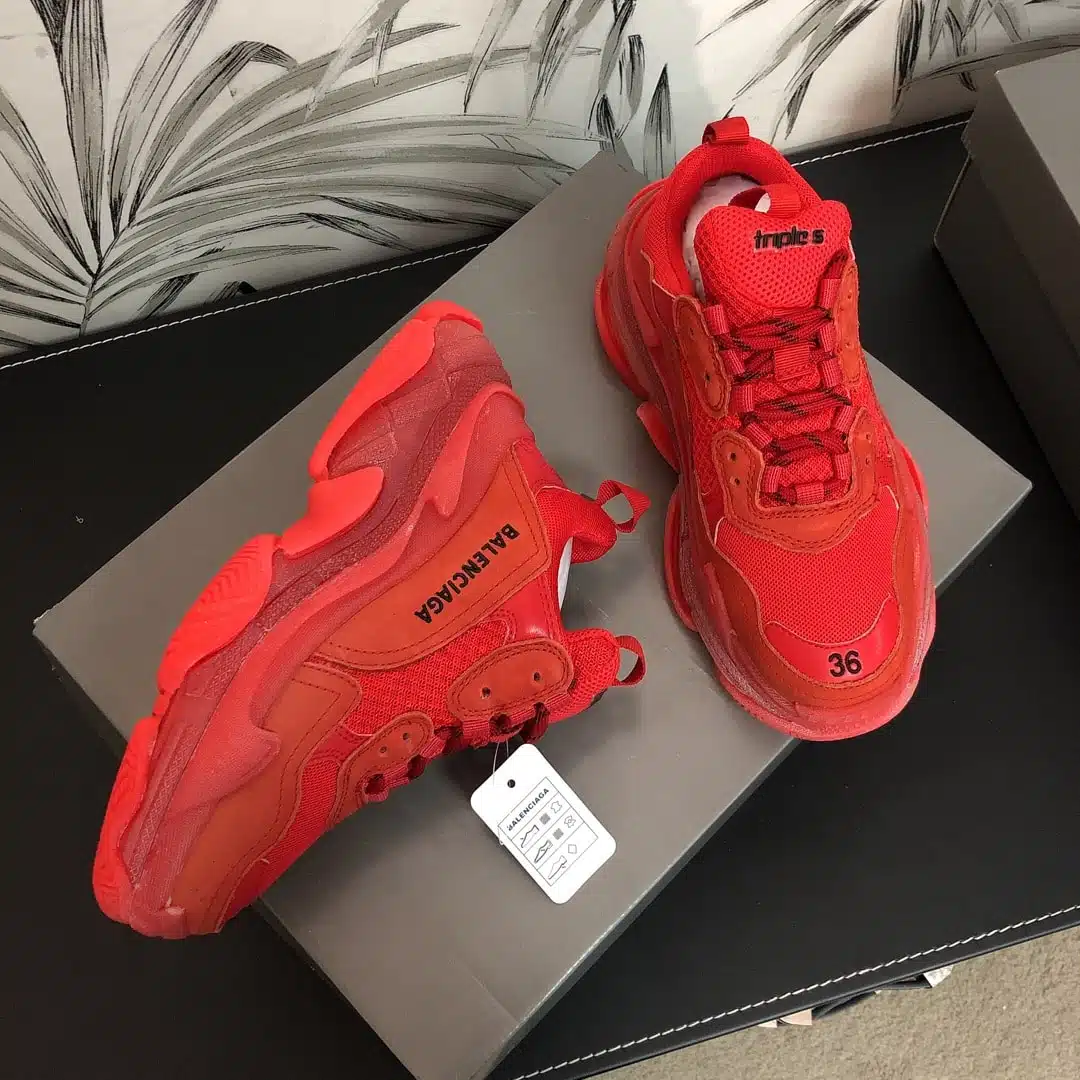 RÉPLICA BALENCIAGA TRIPLE S CLEAR ROJAS - Imagen 4