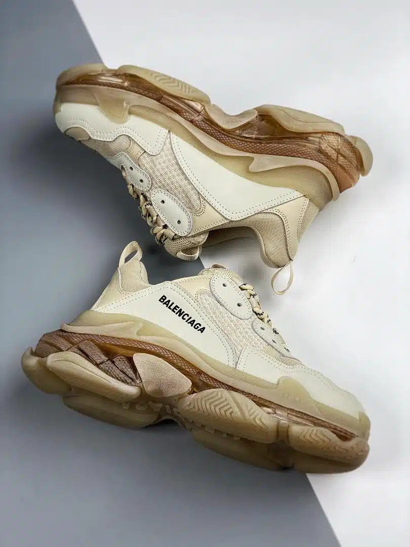 RÉPLICA BALENCIAGA TRIPLE S CLEAR SOLE 'OFF WHITE' - Imagen 4