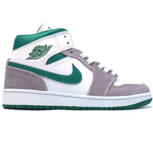 RÉPLICA JORDAN 1 MID SE WHITE PINE GREEN SMOKE GREY